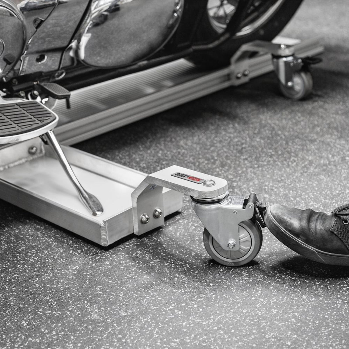Black Widow Motorcycle Dolly, Fully Adjustable Kickstand lock Casters (Open Box)