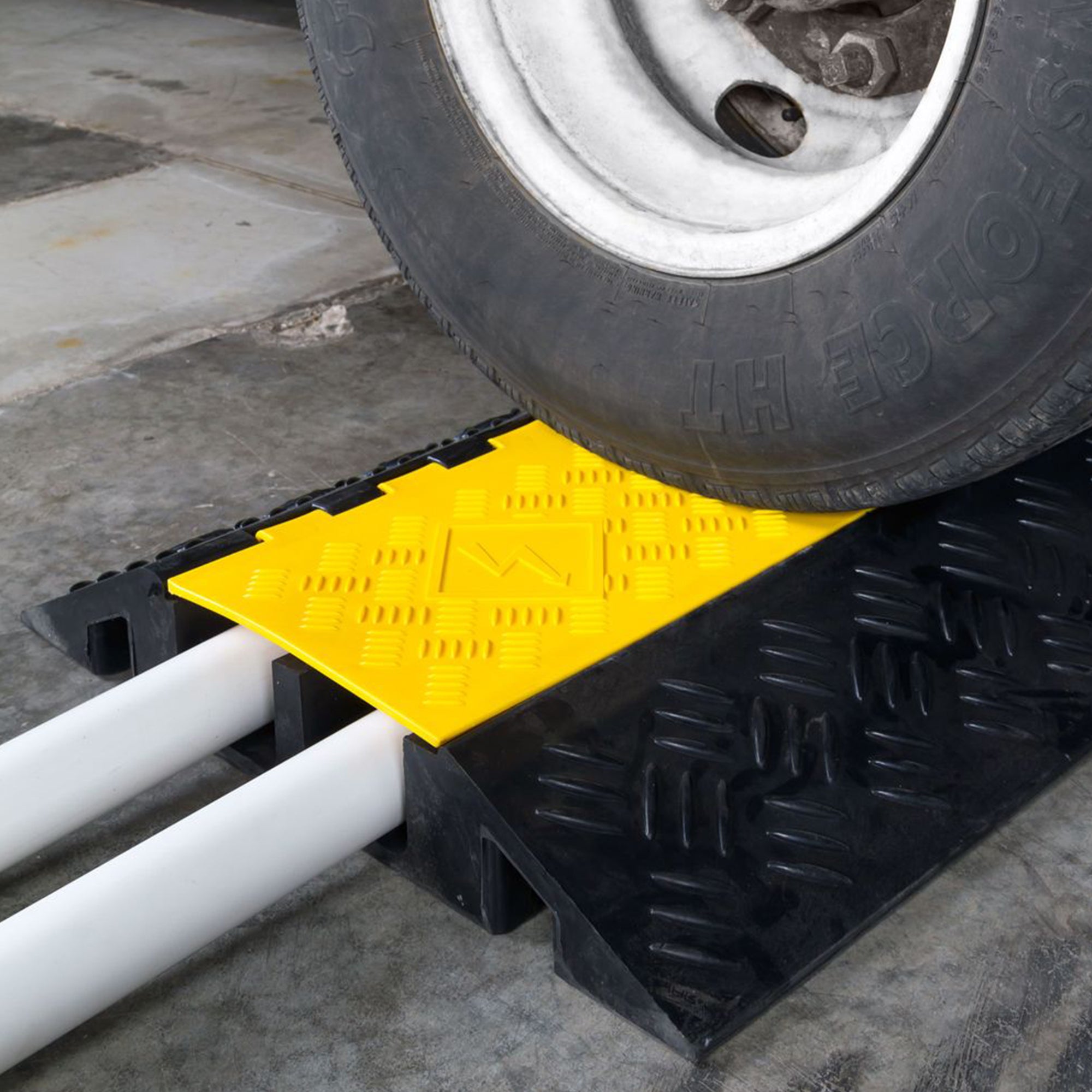 Guardian 2 Channel Cable Protector Ramp, Floor Cover for Cars,Trucks, Black