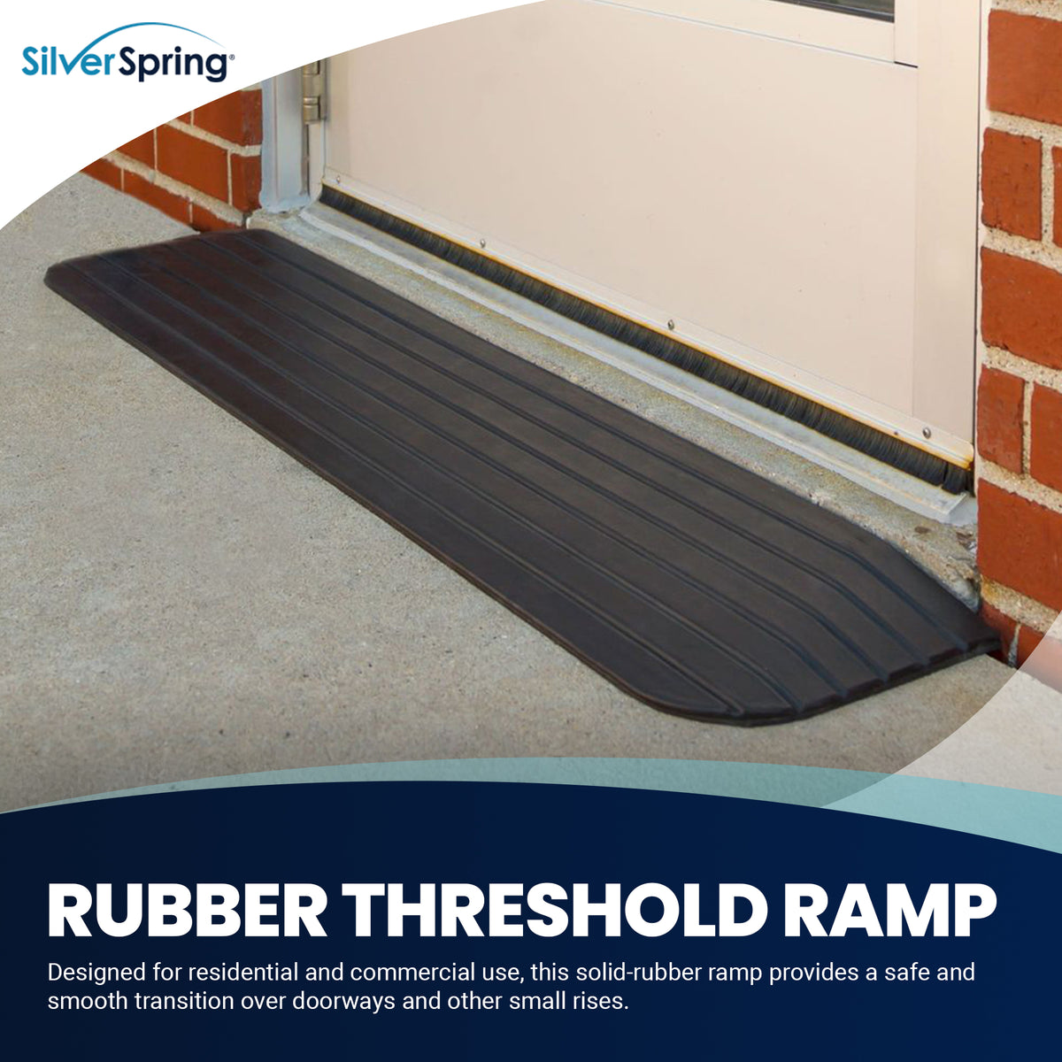 Silver Spring Rubber Threshold Ramp for Wheelchairs, Scooters & More, 1" Rise