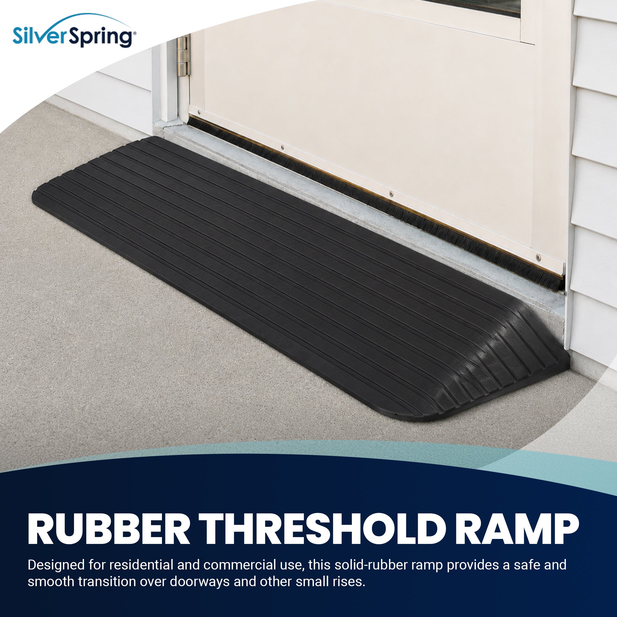 Silver Spring Rubber Threshold Ramp for Wheelchairs, Scooters & More, 2" Rise