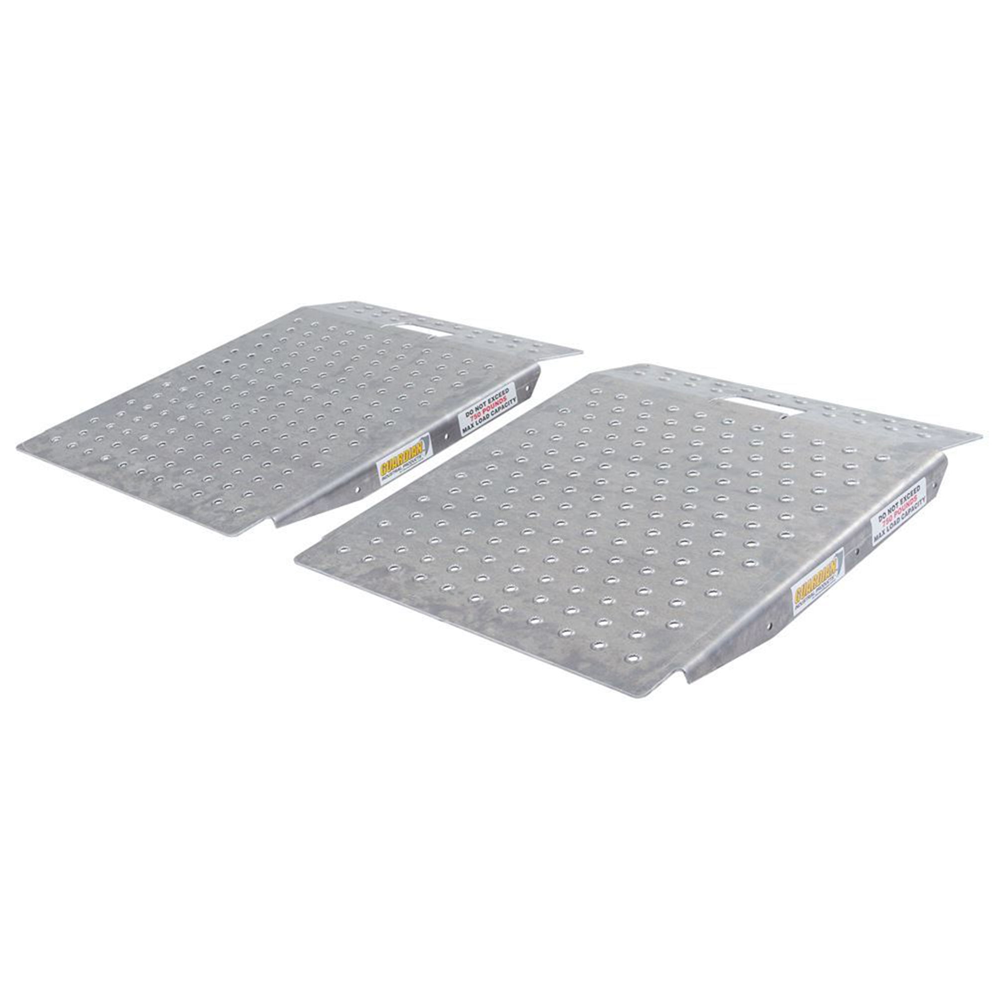 Guardian 2 Pack Heavy Duty Aluminum Shed Ramp,for Mowers, ATV, Silver (Open Box) - VMInnovations