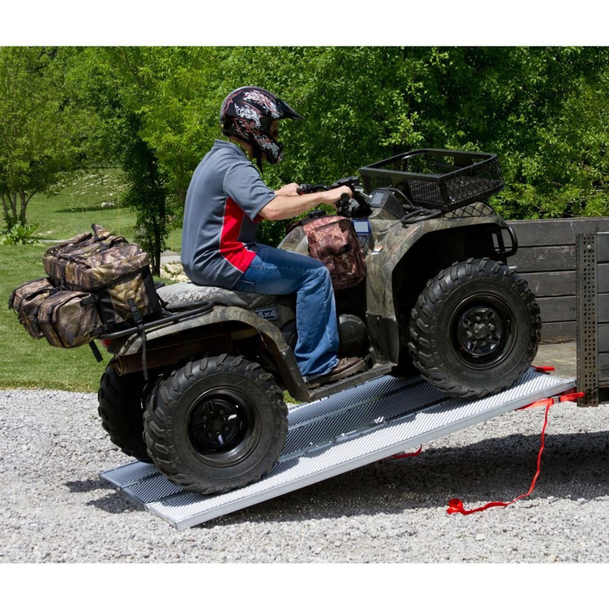Black Widow 7’ 10” Punch Plate Aluminum Wide ATV Ramp, 1500 Lbs Capacity, Silver