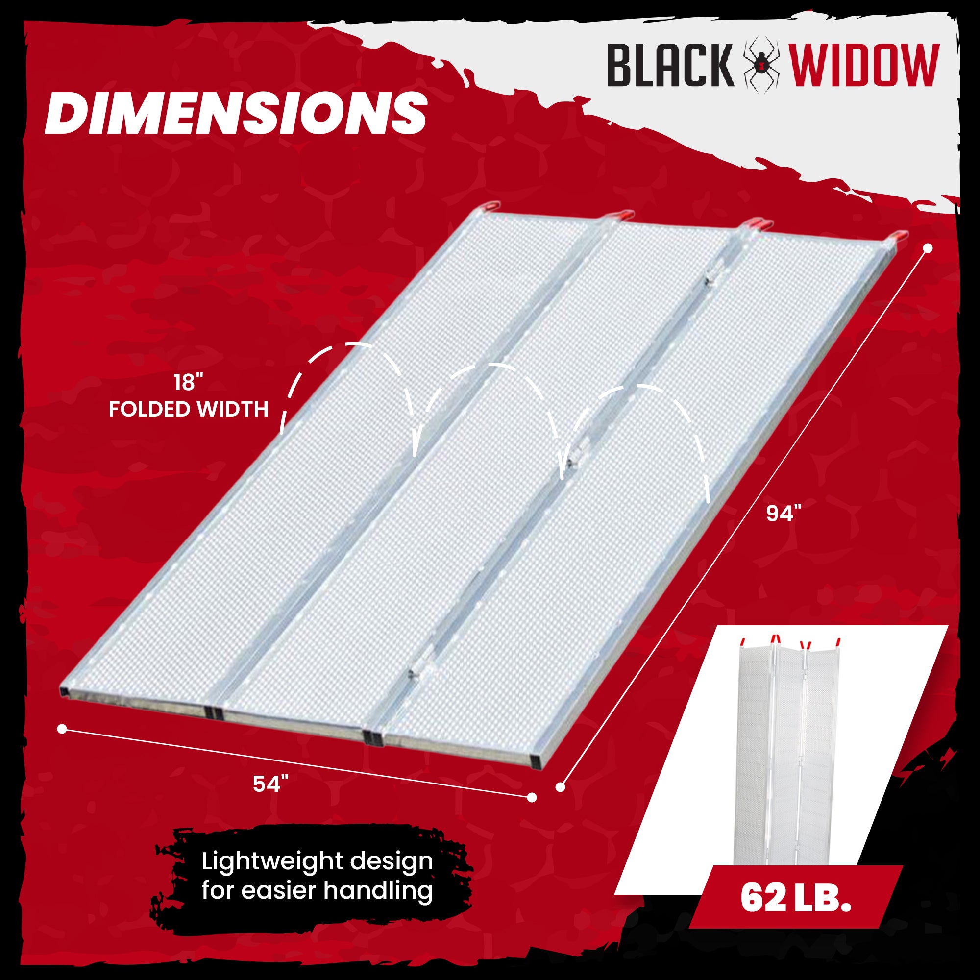 Black Widow 7’ 10” Punch Plate Wide ATV Ramp, 1500Lbs Capacity, Silver(Open Box)