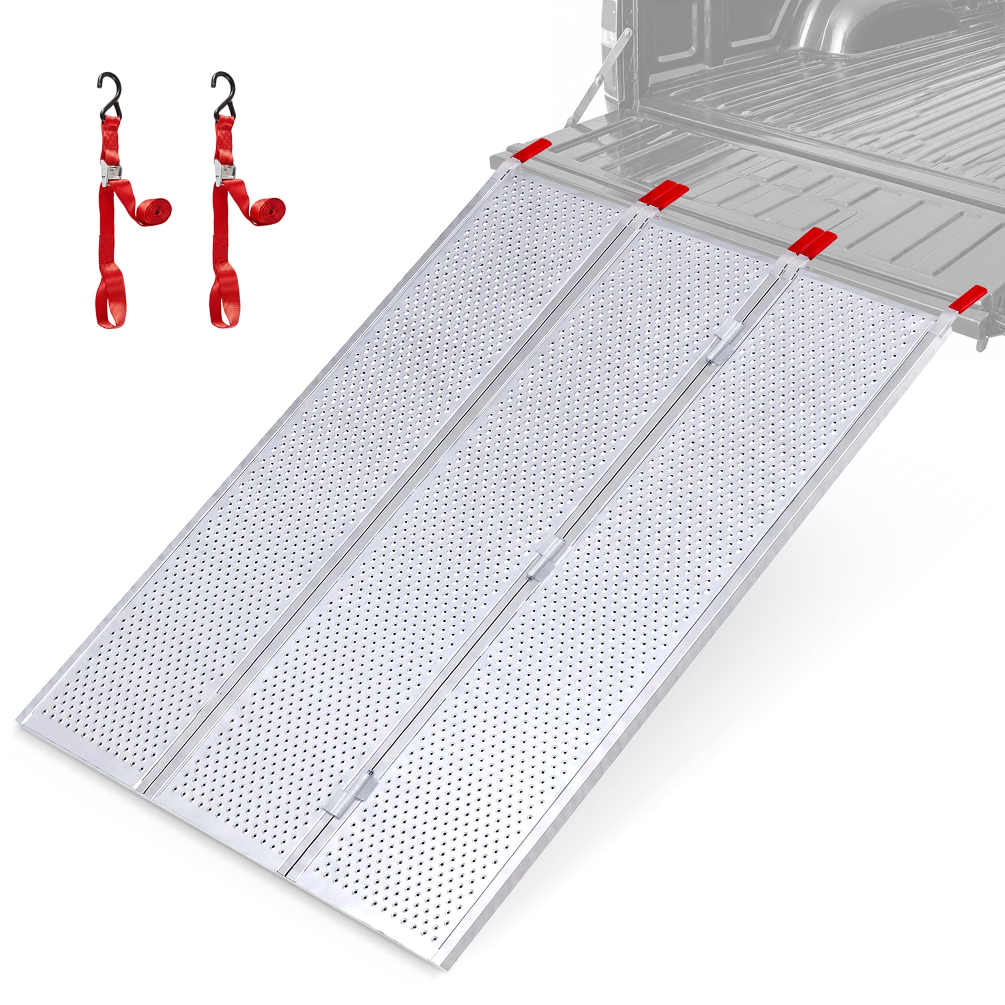 Black Widow 7’ 10” Punch Plate Aluminum Wide ATV Ramp, 1500 Lbs Capacity, Silver