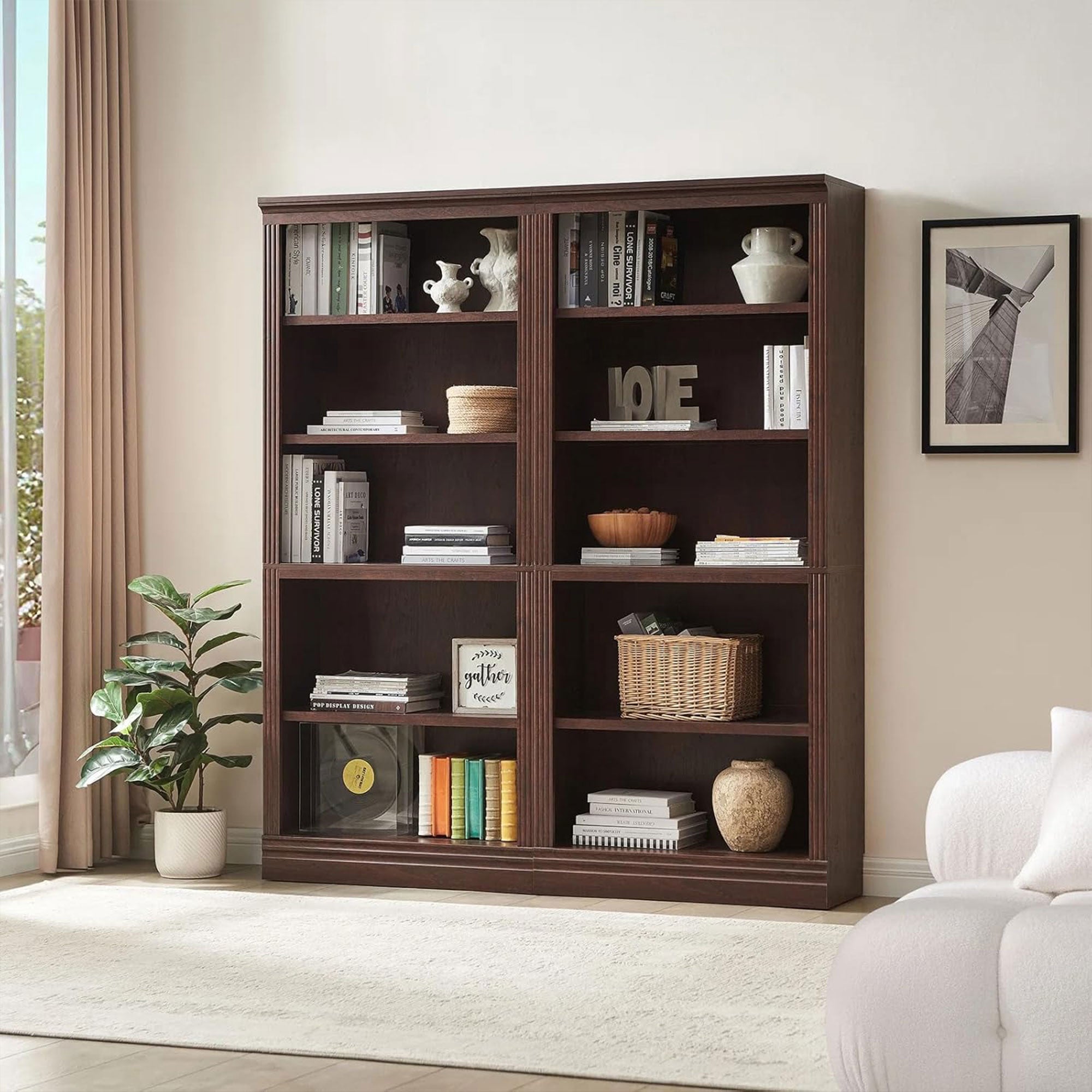 VAUXHILL & CO. Halston Bookcase Adjustable Open Unit, Cherry (For Parts)