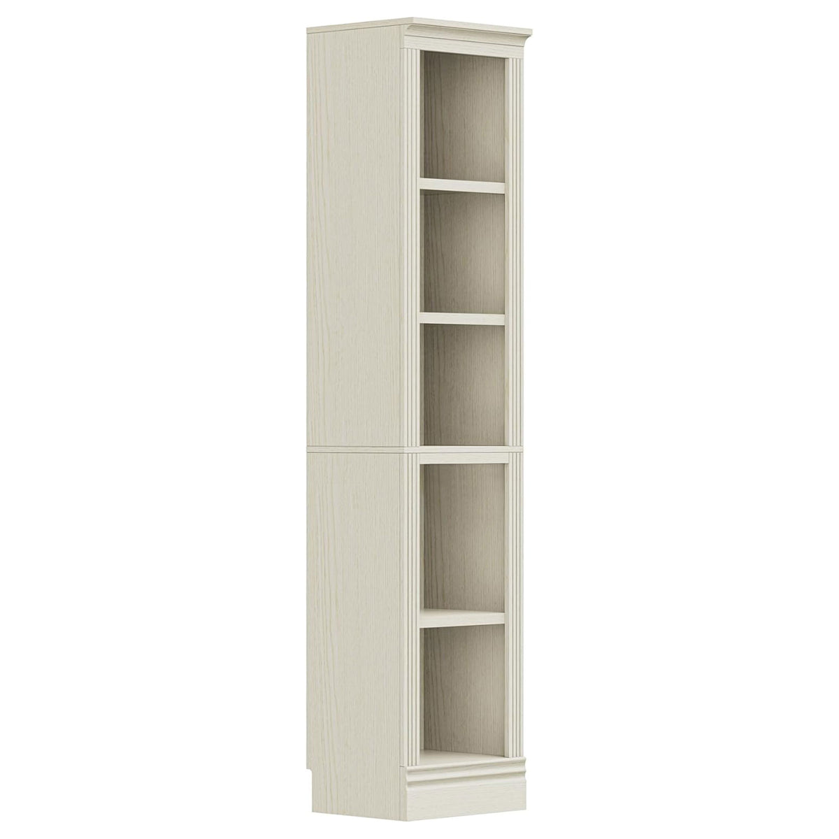 VAUXHILL & CO. Halston Narrow Bookcase, Adjustable Storage Shelving Unit, Cream