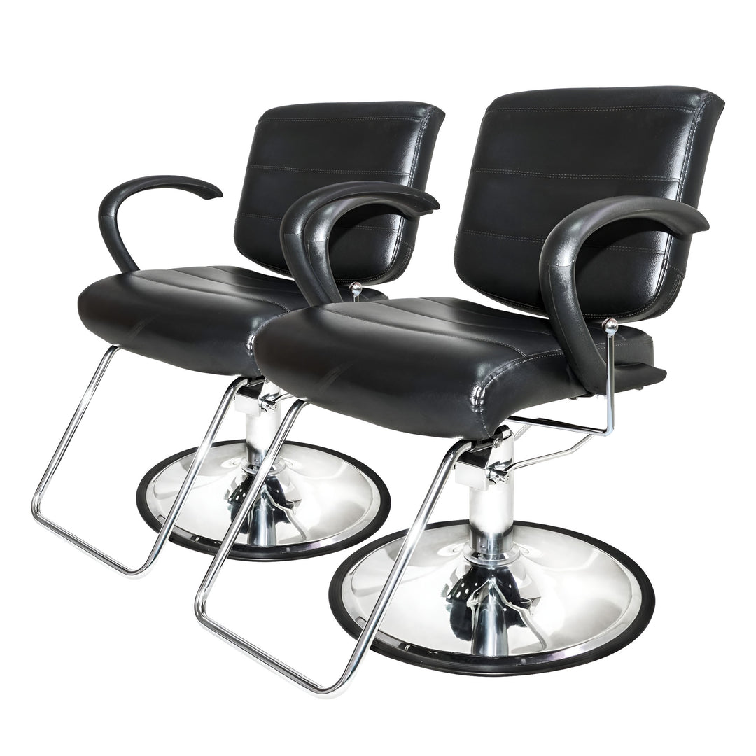 PureSana Chromium 2 Pack Salon Chairs, 360 Degree Swivel Seat, Kyler, Black