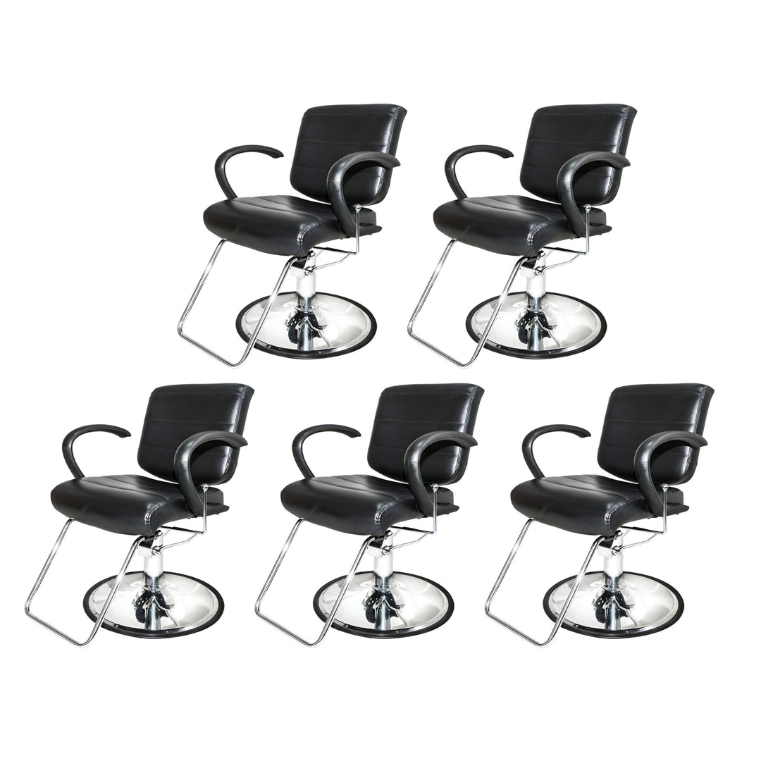 PureSana Chromium 5 Pack Salon Chairs, 360 Degree Swivel Seat, Kyler, Black