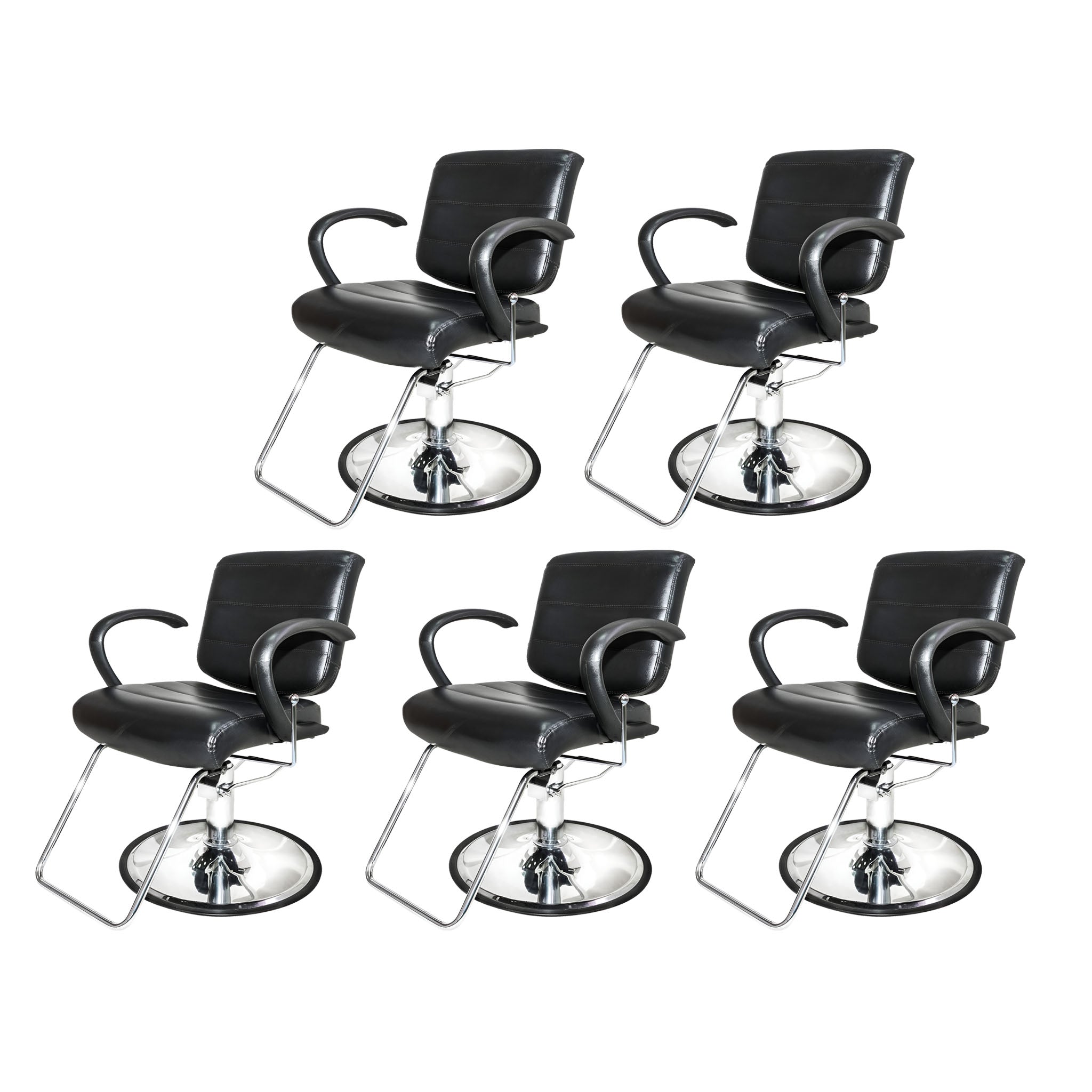 PureSana Chromium 5 Pack Salon Chairs, 360 Degree Swivel Seat, Kyler, Black