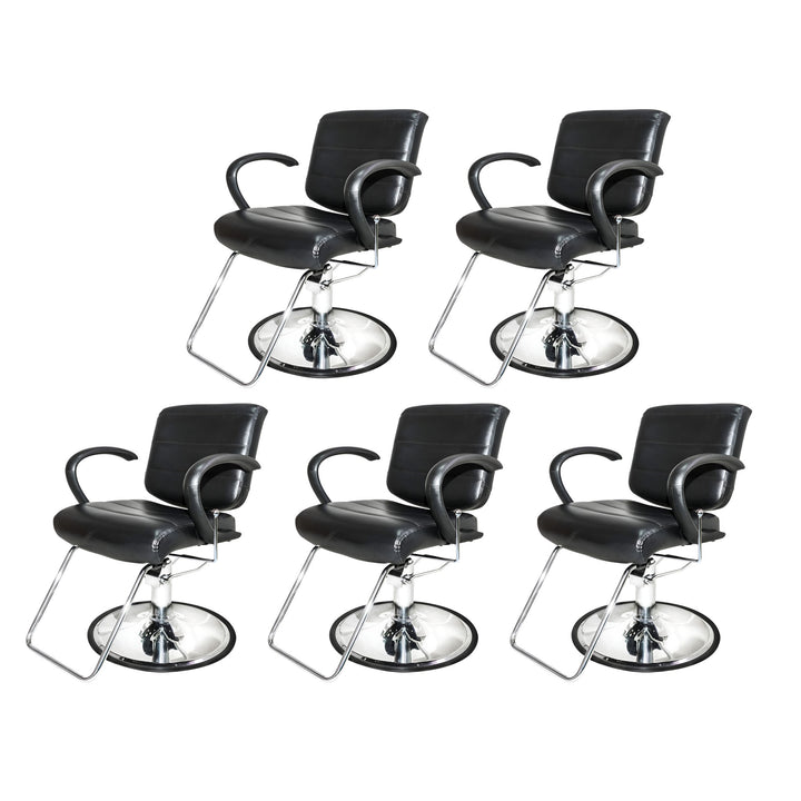 PureSana Chromium 5 Pack Salon Chairs, 360 Degree Swivel Seat, Kyler, Black