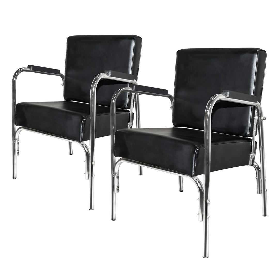 PureSana 2 Pack Chromium Ella Professional Auto Reclining Shampoo Chair, Black
