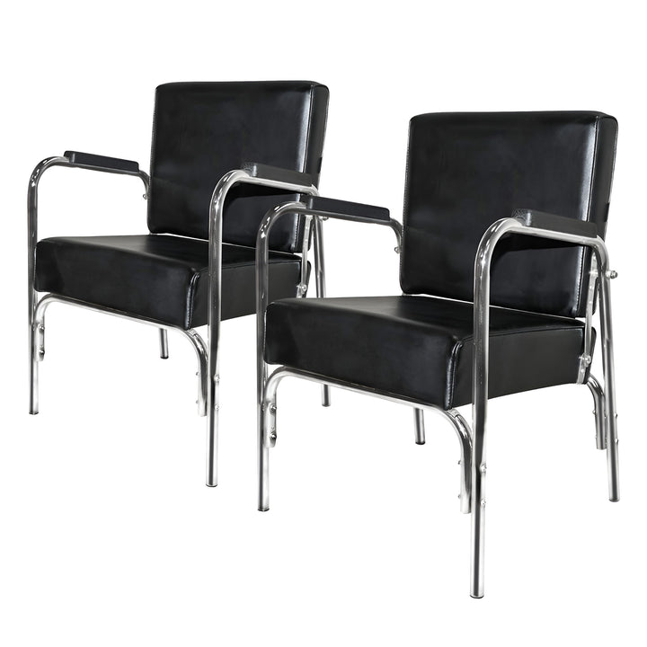 PureSana 2 Pack Chromium Ella Professional Auto Reclining Shampoo Chair, Black