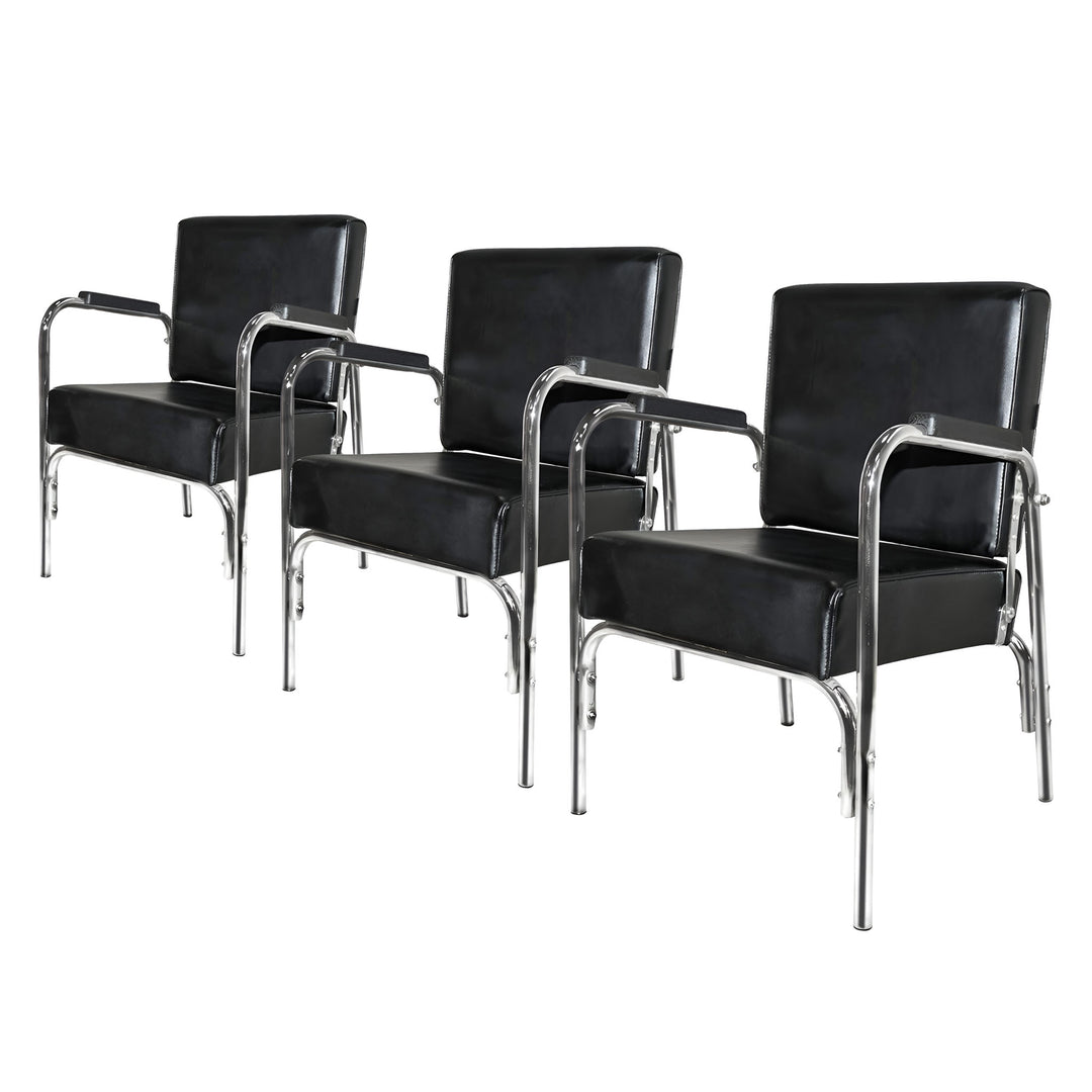 PureSana 3 Pack Chromium Ella Professional Auto Reclining Shampoo Chair, Black