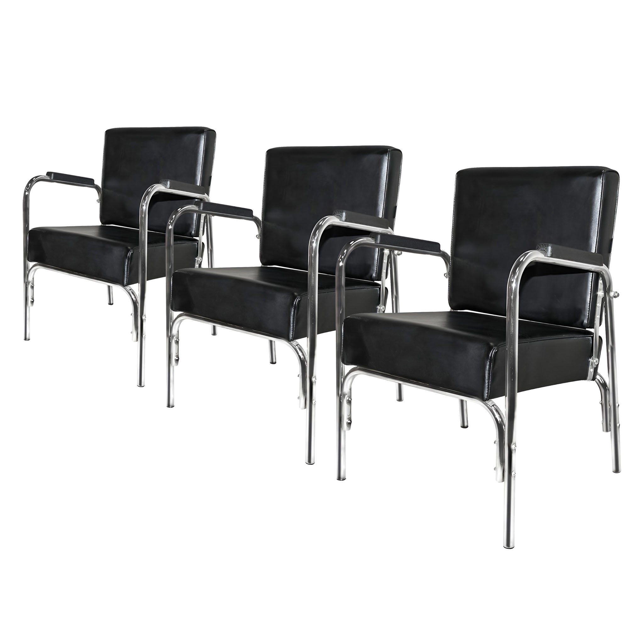 PureSana 3 Pack Chromium Ella Professional Auto Reclining Shampoo Chair, Black - VMInnovations