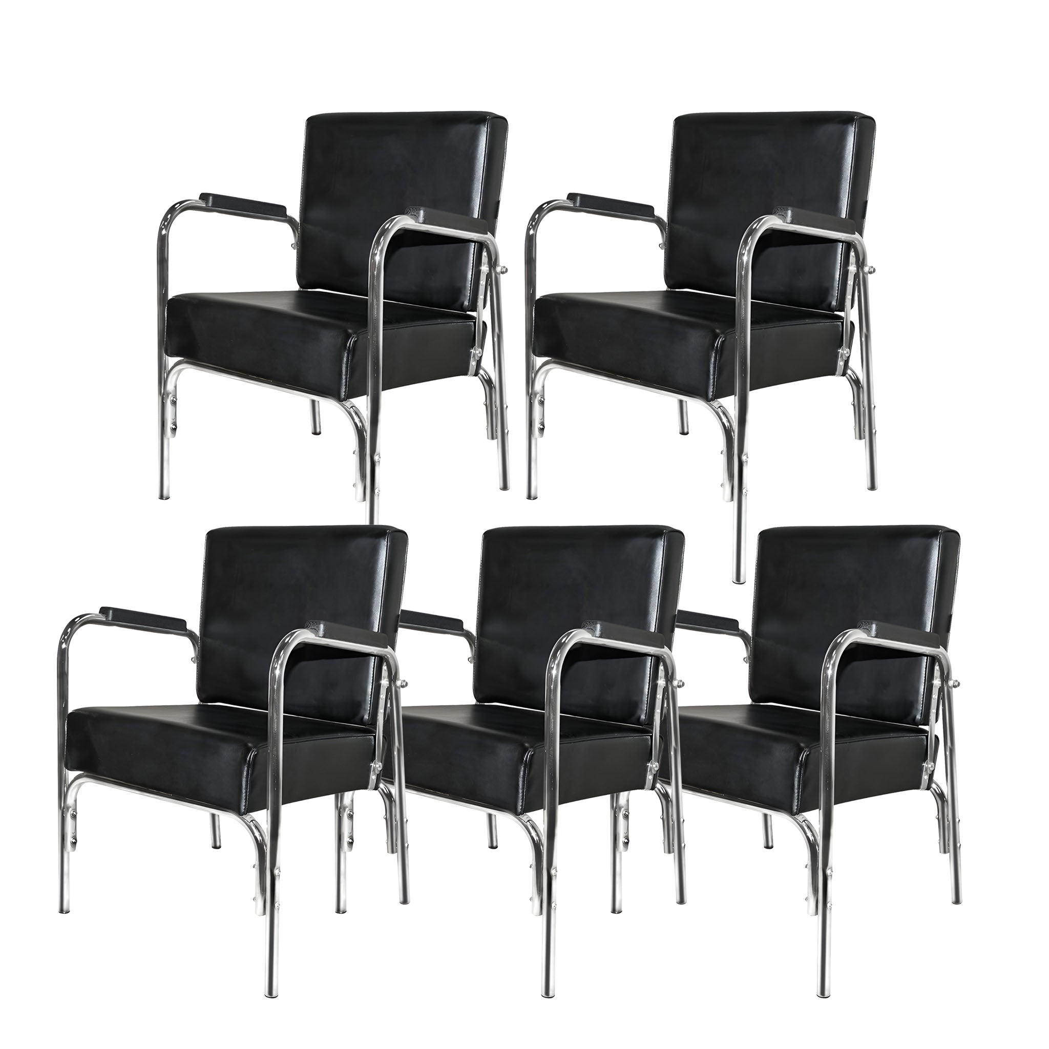 PureSana 5 Pack Chromium Ella Professional Auto Reclining Shampoo Chair, Black - VMInnovations