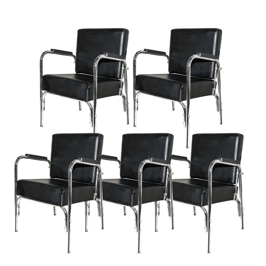PureSana 5 Pack Chromium Ella Professional Auto Reclining Shampoo Chair, Black
