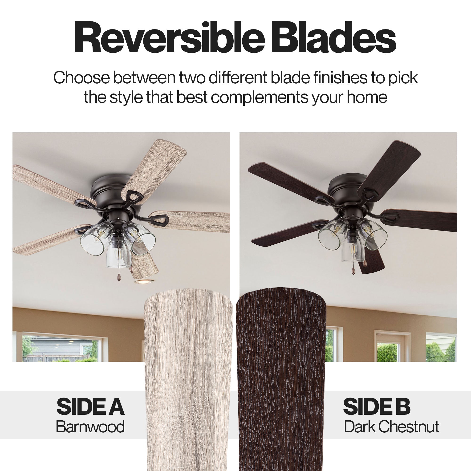 Portage Bay Renton Ceiling Fan with 5 Reversible Blades and Motor, 42", Bronze - VMInnovations