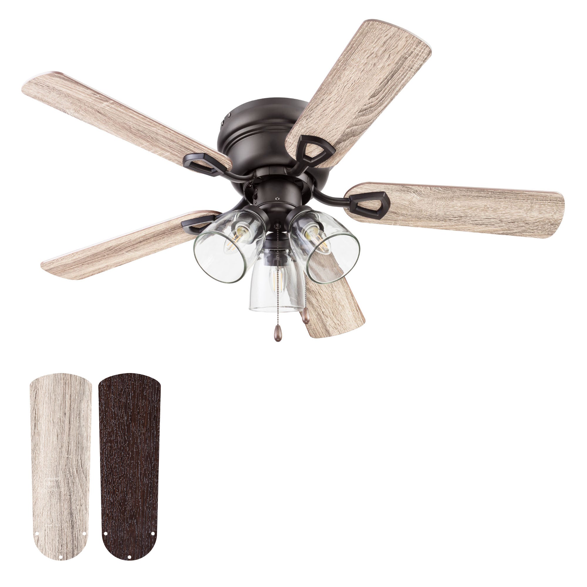 Portage Bay Renton Ceiling Fan with 5 Reversible Blades and Motor, 42", Bronze - VMInnovations