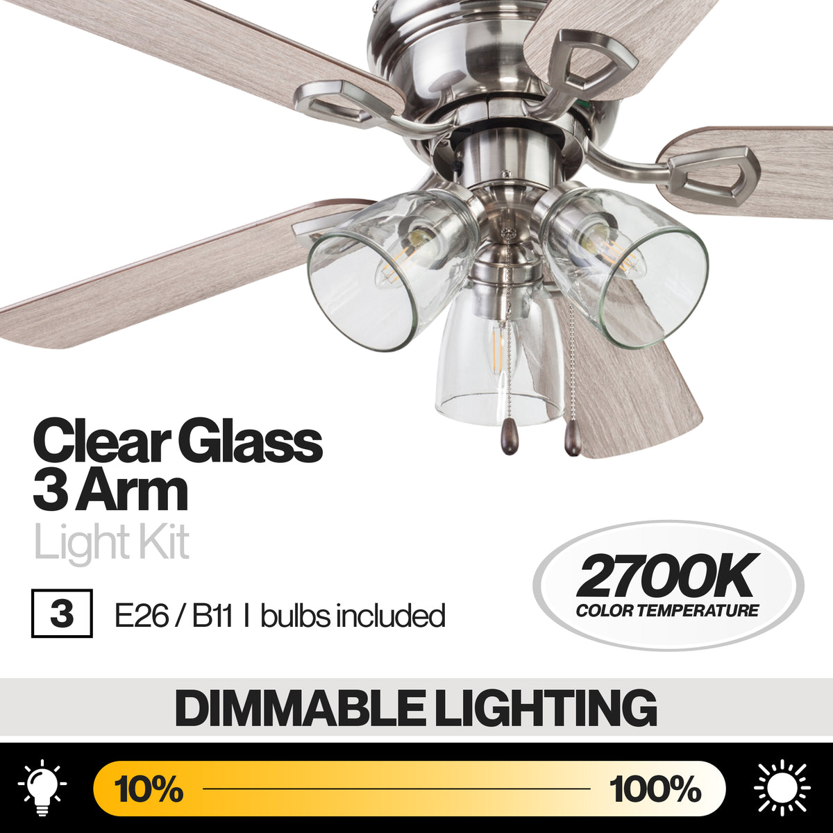 Portage Bay Renton Ceiling Fan, Quiet Reversible Motor, 42 Inches(Open Box)