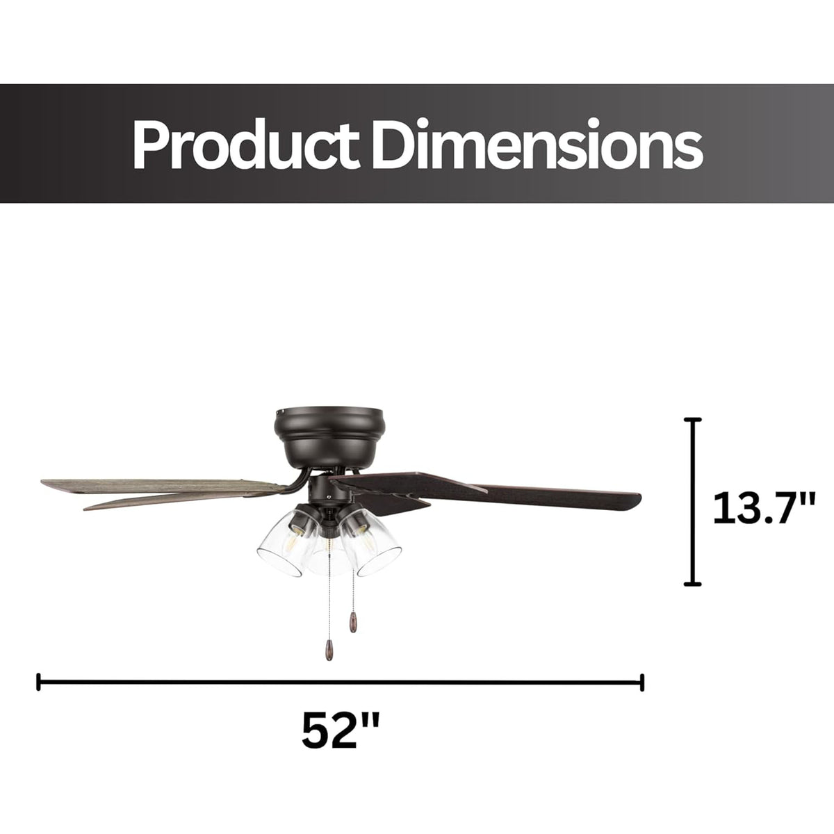 Portage Bay Renton Ceiling Fan with Reversible Motor, 52 Inch, Bronze (Open Box)