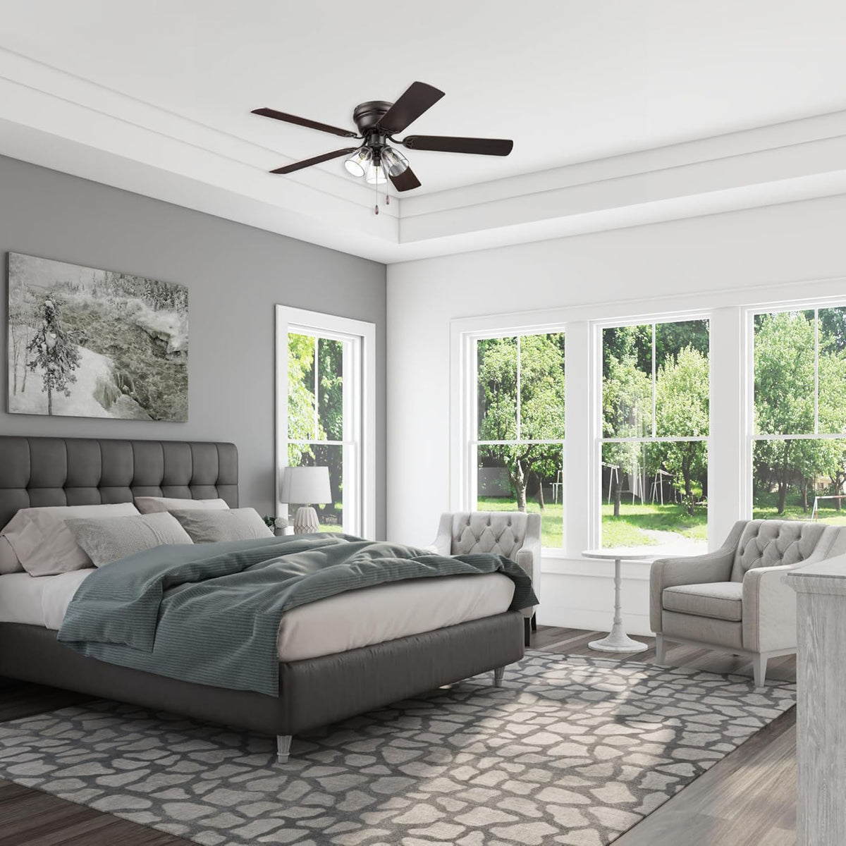 Portage Bay Renton Ceiling Fan with Reversible Motor, 52 Inch, Bronze (Open Box)