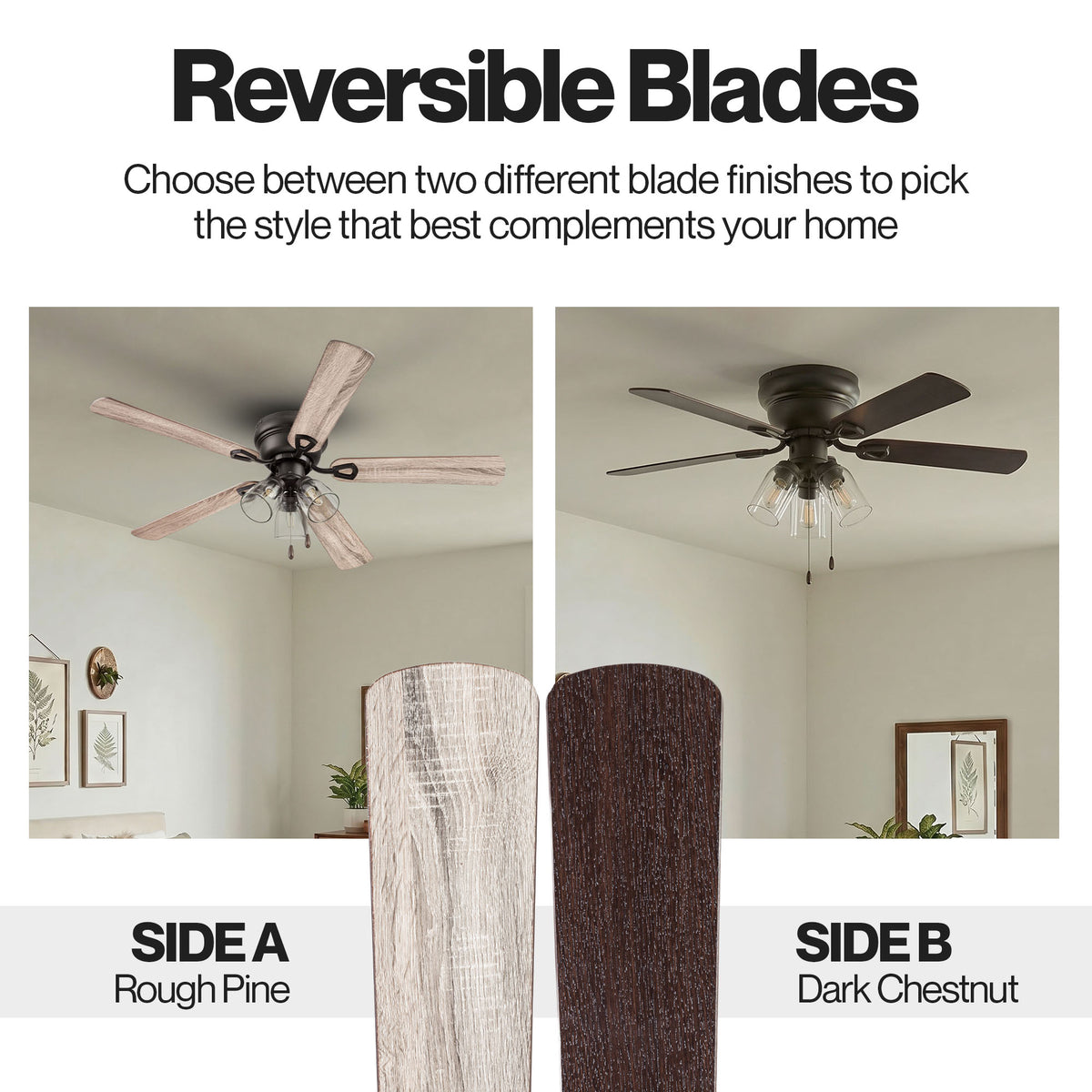Portage Bay Renton Ceiling Fan with Quiet, Reversible Motor, 52 Inch, Bronze