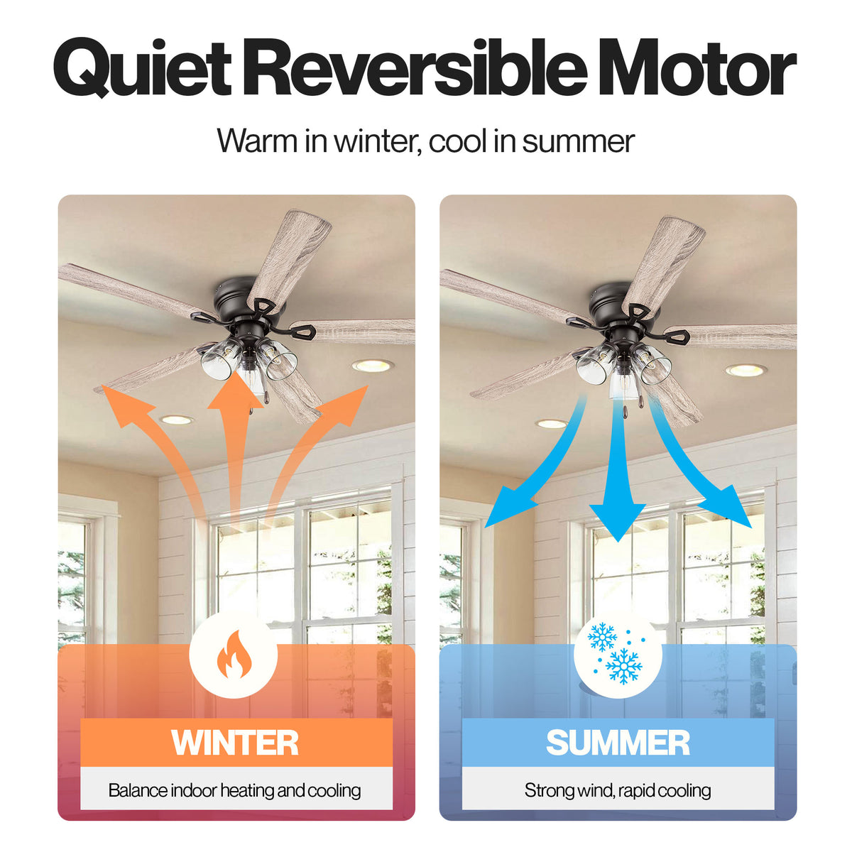 Portage Bay Renton Ceiling Fan with Reversible Motor, 52 Inch, Bronze (Open Box)