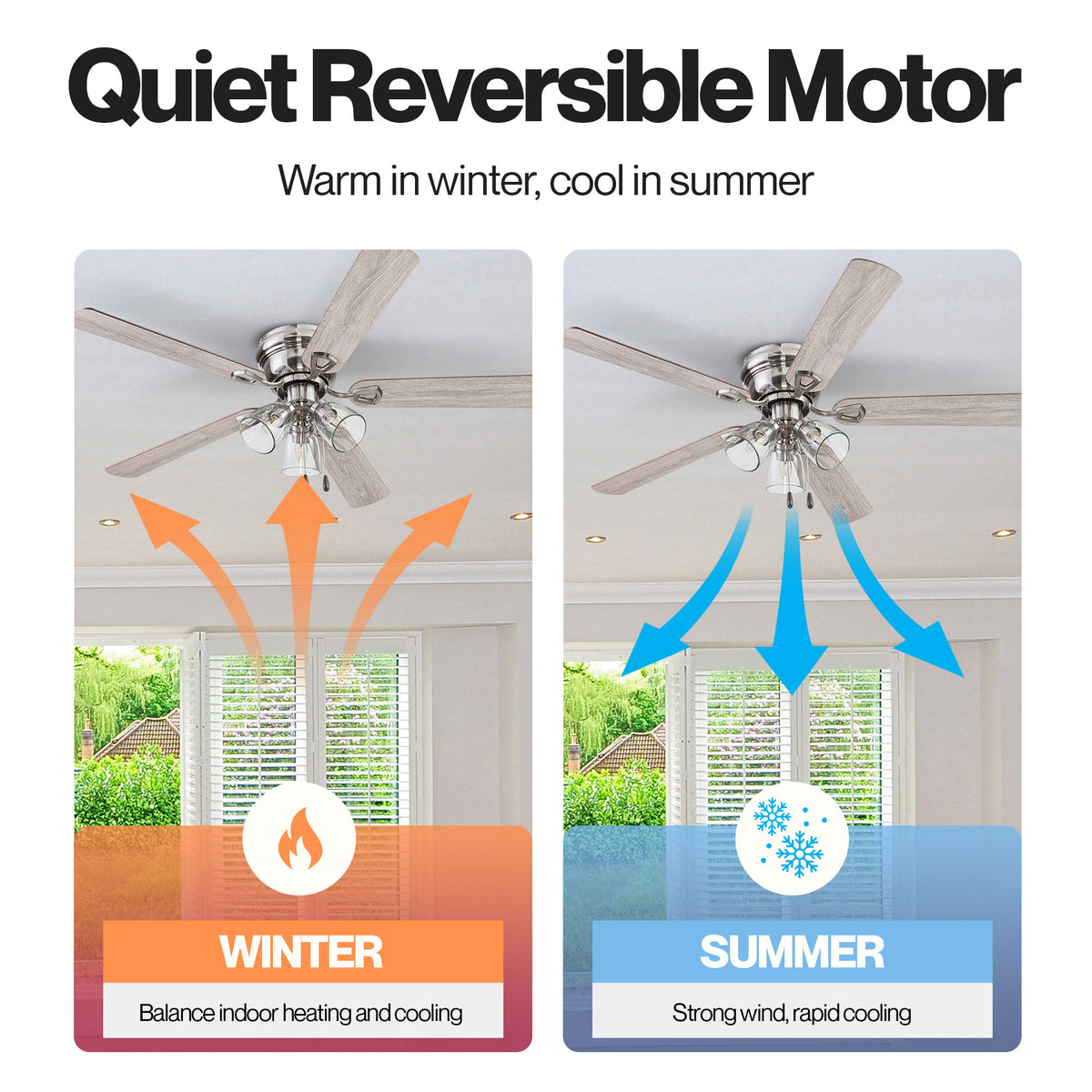 Portage Bay Renton Ceiling Fan with Quiet, Reversible Motor, 52" (Open Box) - VMInnovations