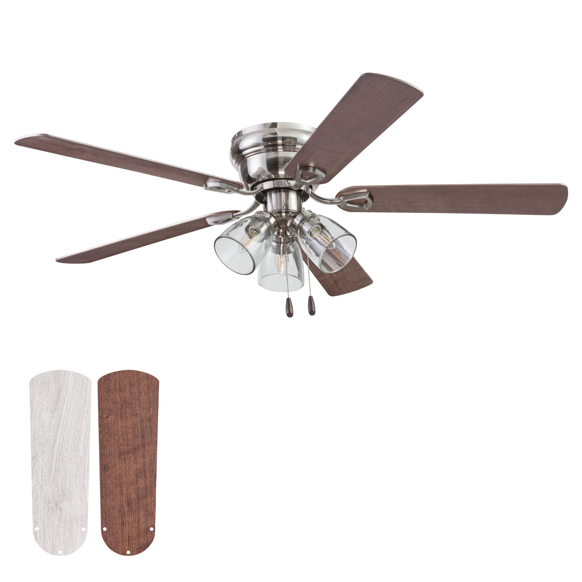 Portage Bay Renton Ceiling Fan with Quiet, Reversible Motor, 52", Brushed Nickel - VMInnovations