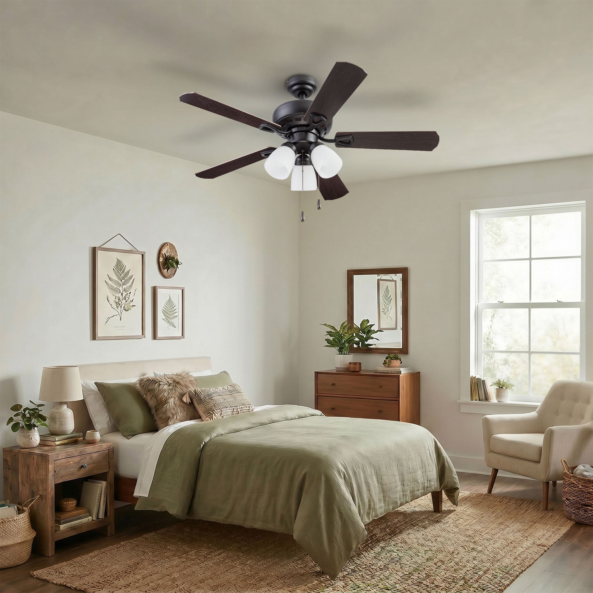 Portage Bay Miller Park Ceiling Fan w/ 5 Reversible Blades & Motor, 44", Bronze