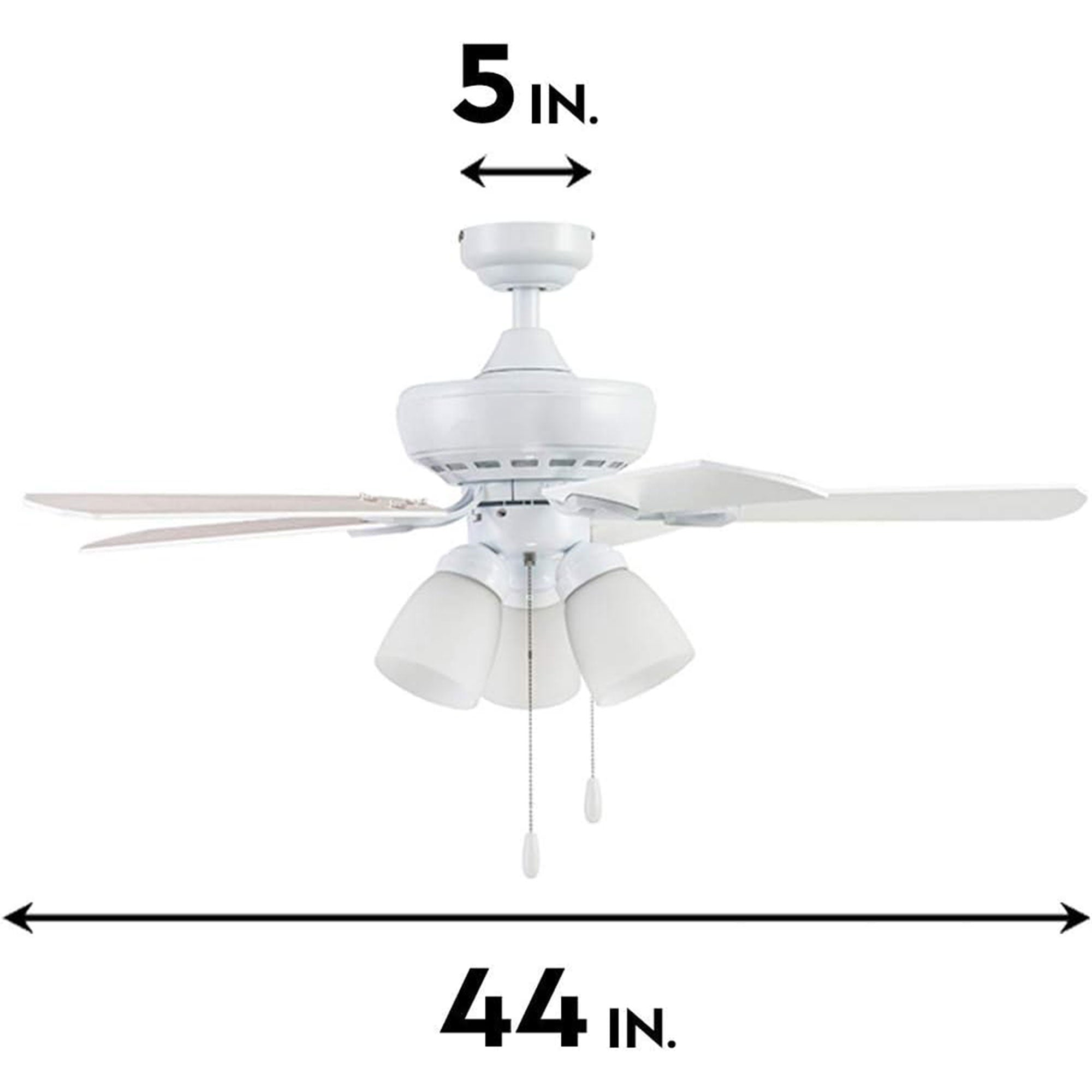 Portage Bay Miller Park Ceiling Fan w/ Reversible Blades, 44", Nickel (Open Box) - VMInnovations