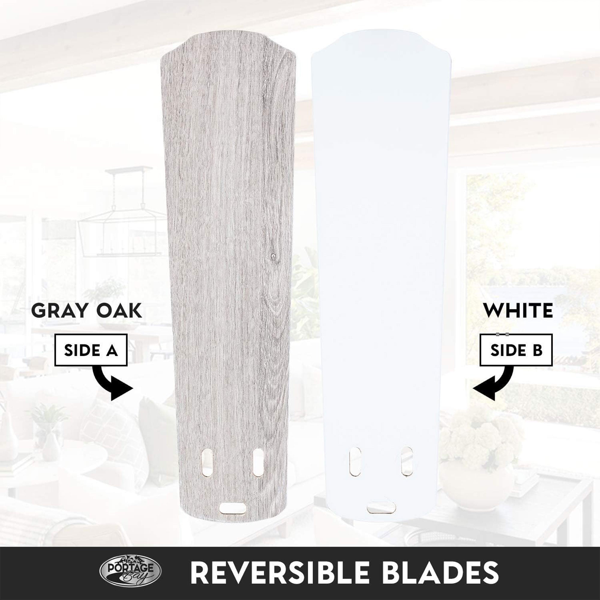 Portage Bay Miller Park Ceiling Fan w/ Reversible Blades, 44", Nickel (Open Box) - VMInnovations