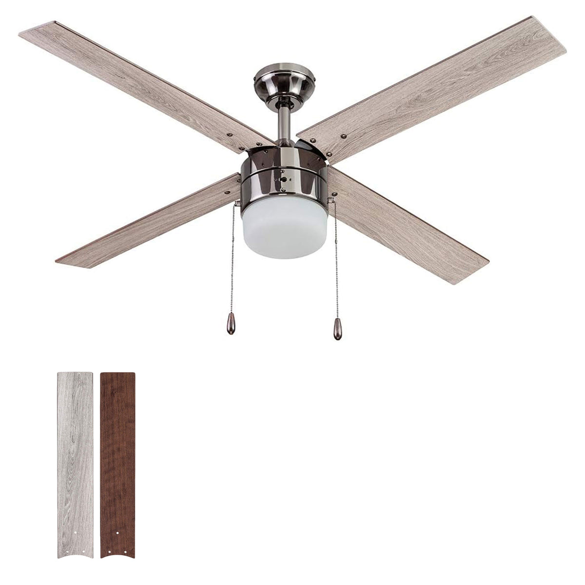 Portage Bay Madrona Indoor Ceiling Fan, Quiet, Reversible Motor, 52", Gun Metal - VMInnovations