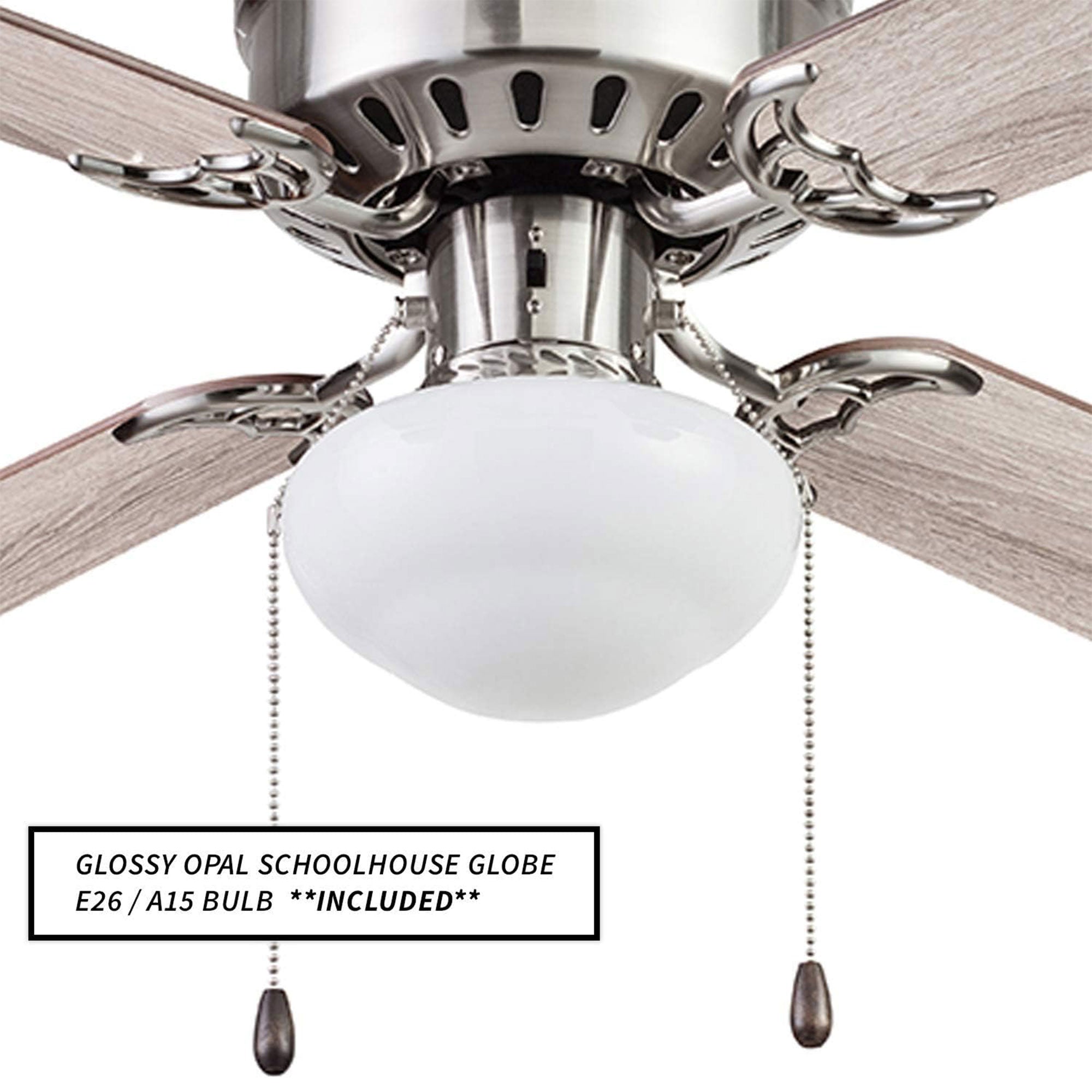 Portage Bay Indoor Ceiling Fan with Reversible Motor, 42", Nickel (Open Box)