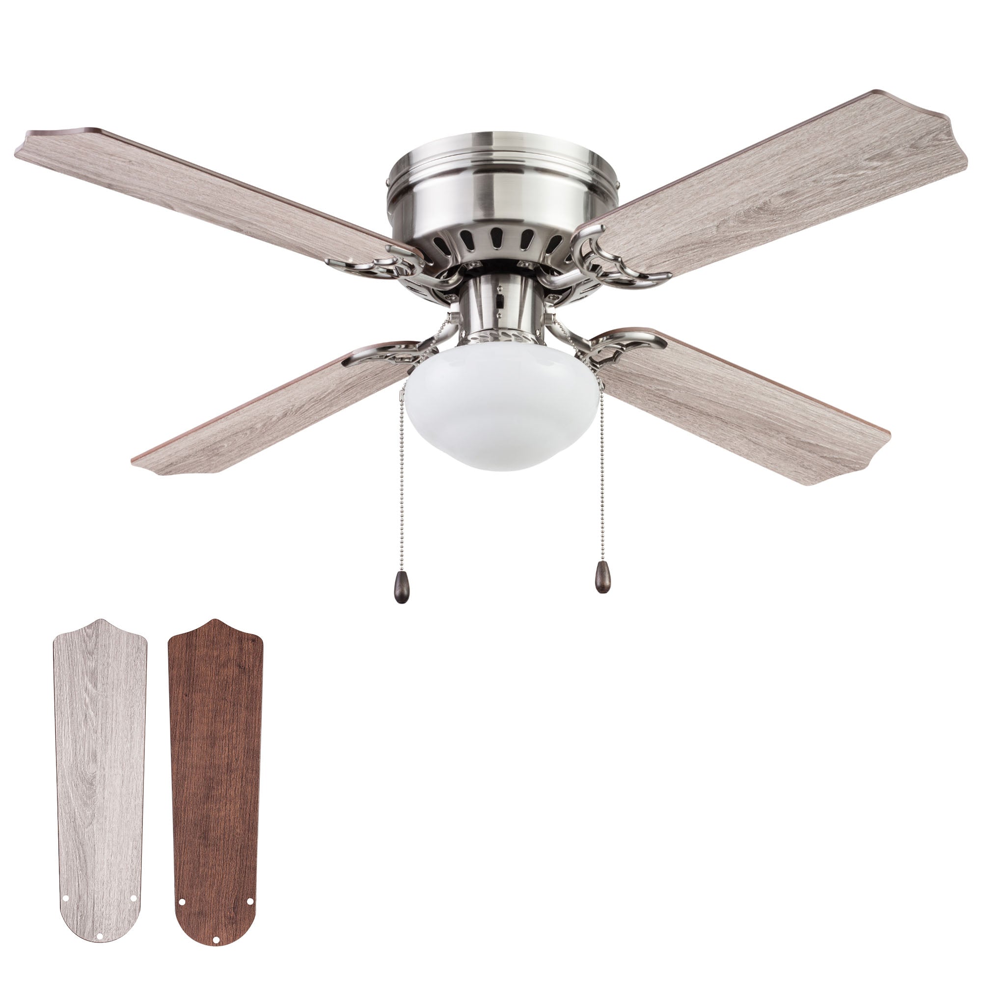 Portage Bay Indoor Ceiling Fan with Quiet, Reversible Motor, 42", Brushed Nickel - VMInnovations