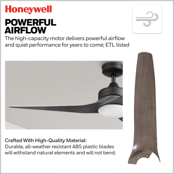 Honeywell Lynton 52" Ceiling Fan w/ Remote, & Reversible Blades, Matte Black - VMInnovations