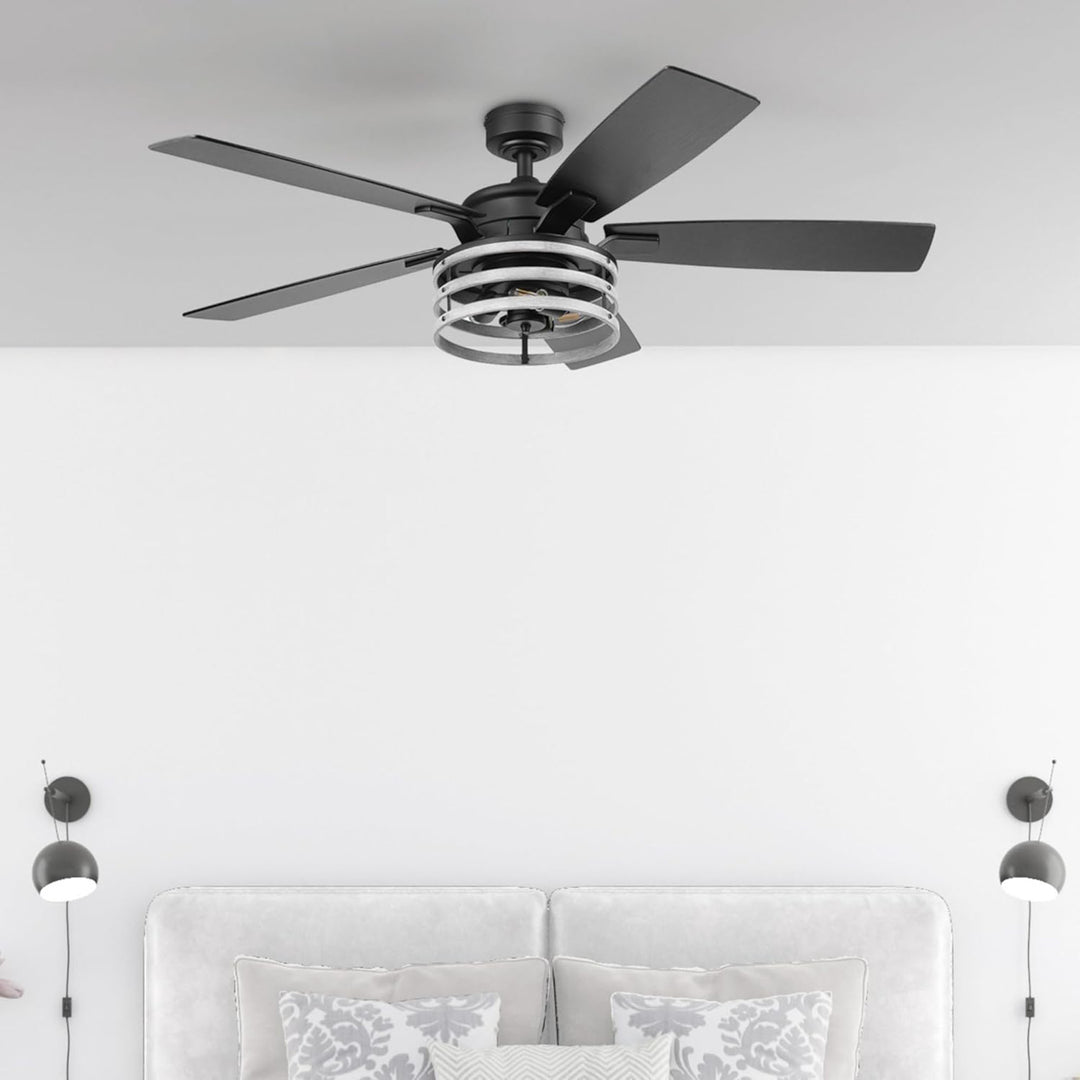 Honeywell Carnegie Ceiling Fan, Quiet Motor and Remote Control, 52", Matte Black - VMInnovations