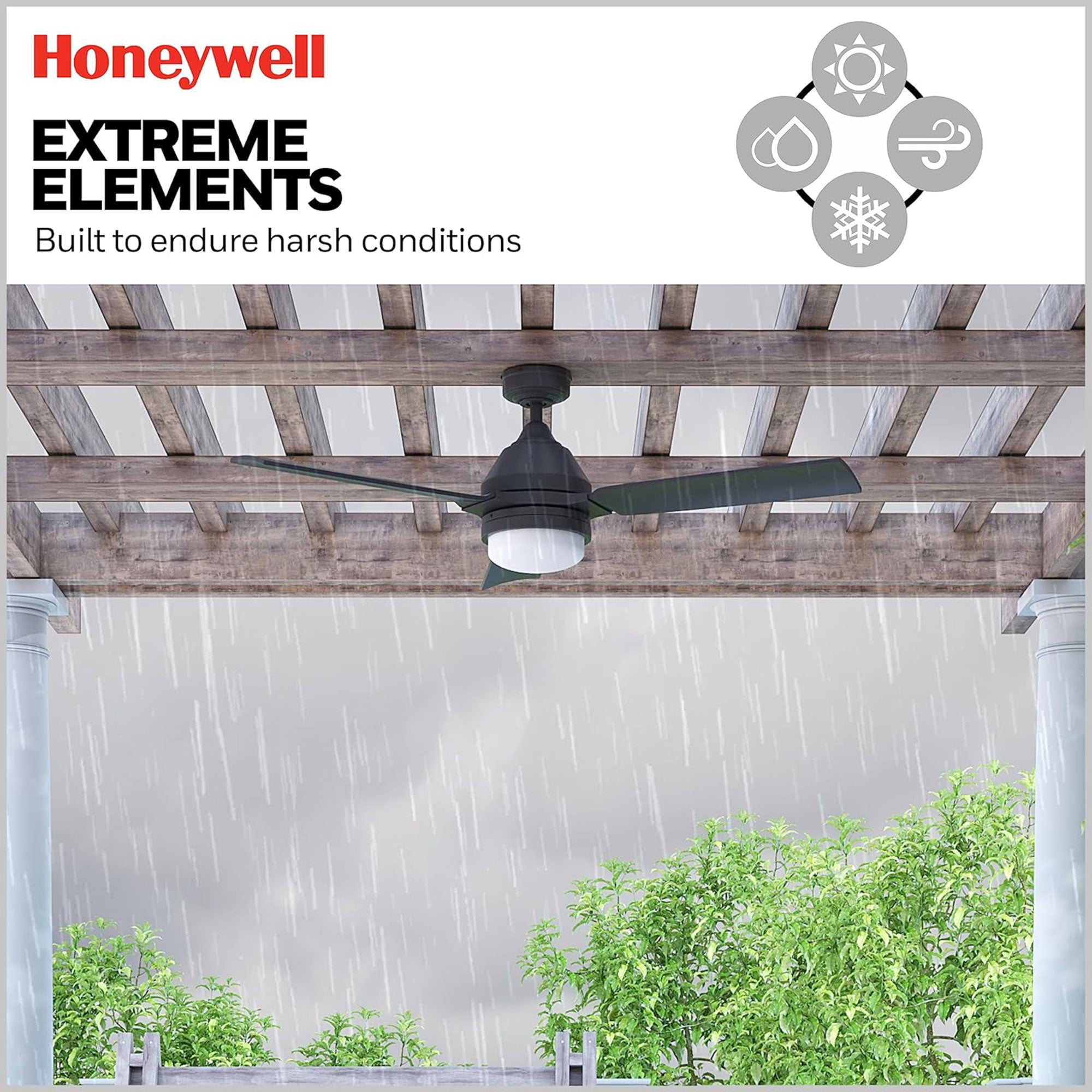 Honeywell Port Isle Modern Outdoor Ceiling Fan, Light & Remote Control(Open Box) - VMInnovations