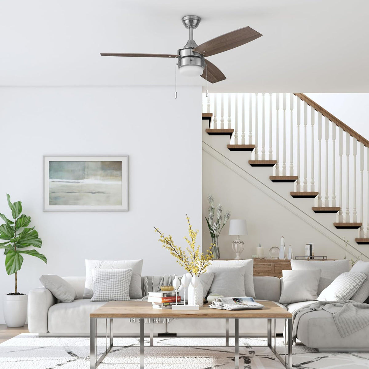 Honeywell Berryhill Ceiling Fan, Quiet Motor and Pull Chain, 48" (Open Box)