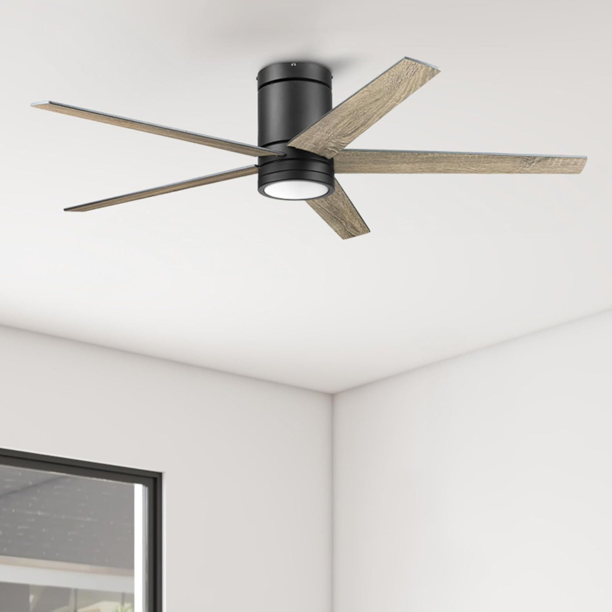 Honeywell Graceshire 52” Ceiling Fan with LED Light and Remote, Black (Open Box)