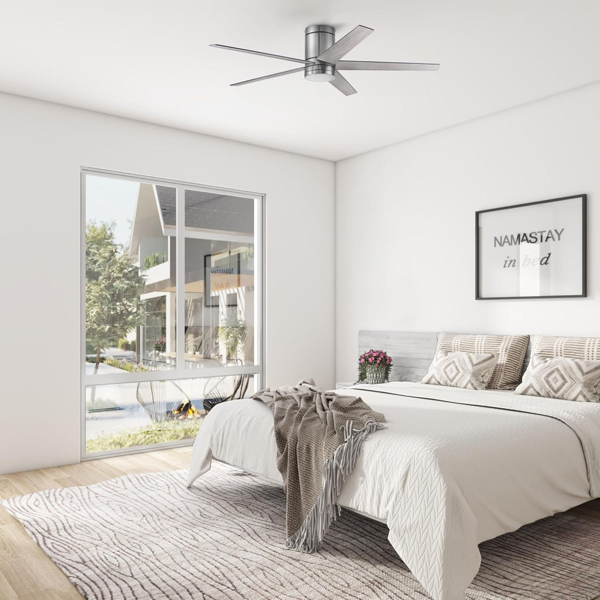 Honeywell Graceshire 52” Ceiling Fan with LED Light & Remote, Nickel (Used)