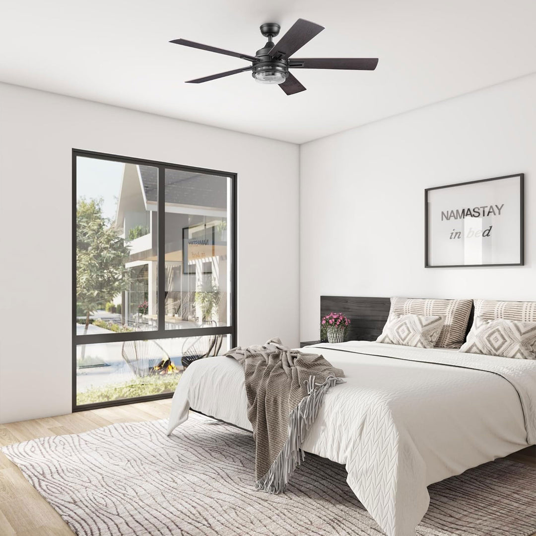 Honeywell Myers Park 52" Ceiling Fan w/ Remote, & Reversible Blades, Matte Black - VMInnovations