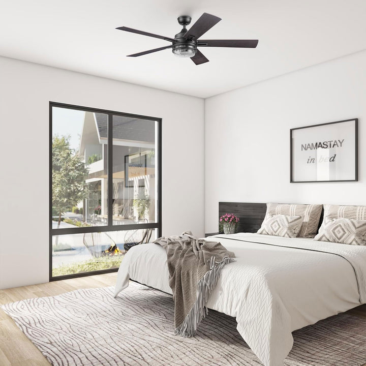 Honeywell Myers Park 52" Ceiling Fan w/ Remote, & Reversible Blades, Matte Black - VMInnovations