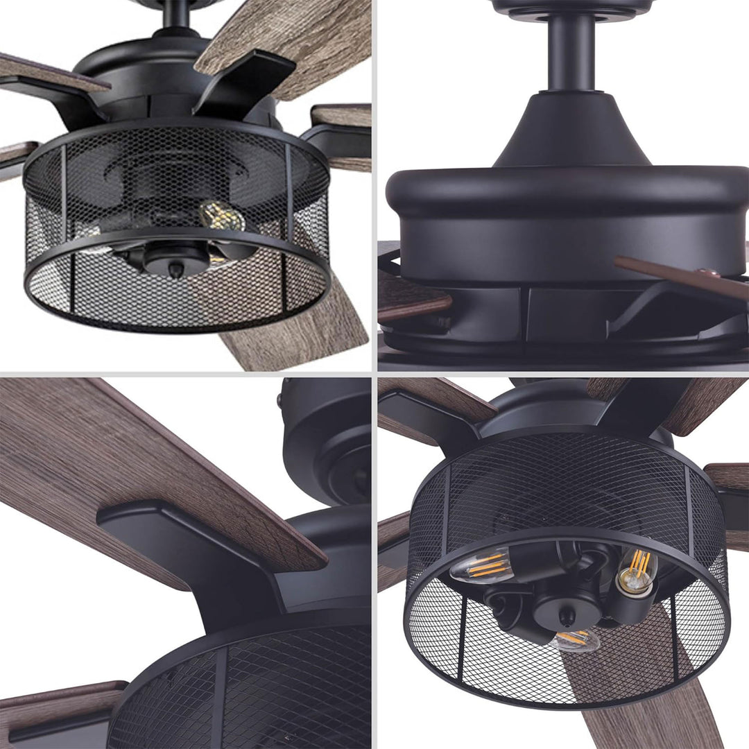 Honeywell Carnegie Ceiling Fan, Quiet Motor and Remote Control, 52", Matte Black - VMInnovations