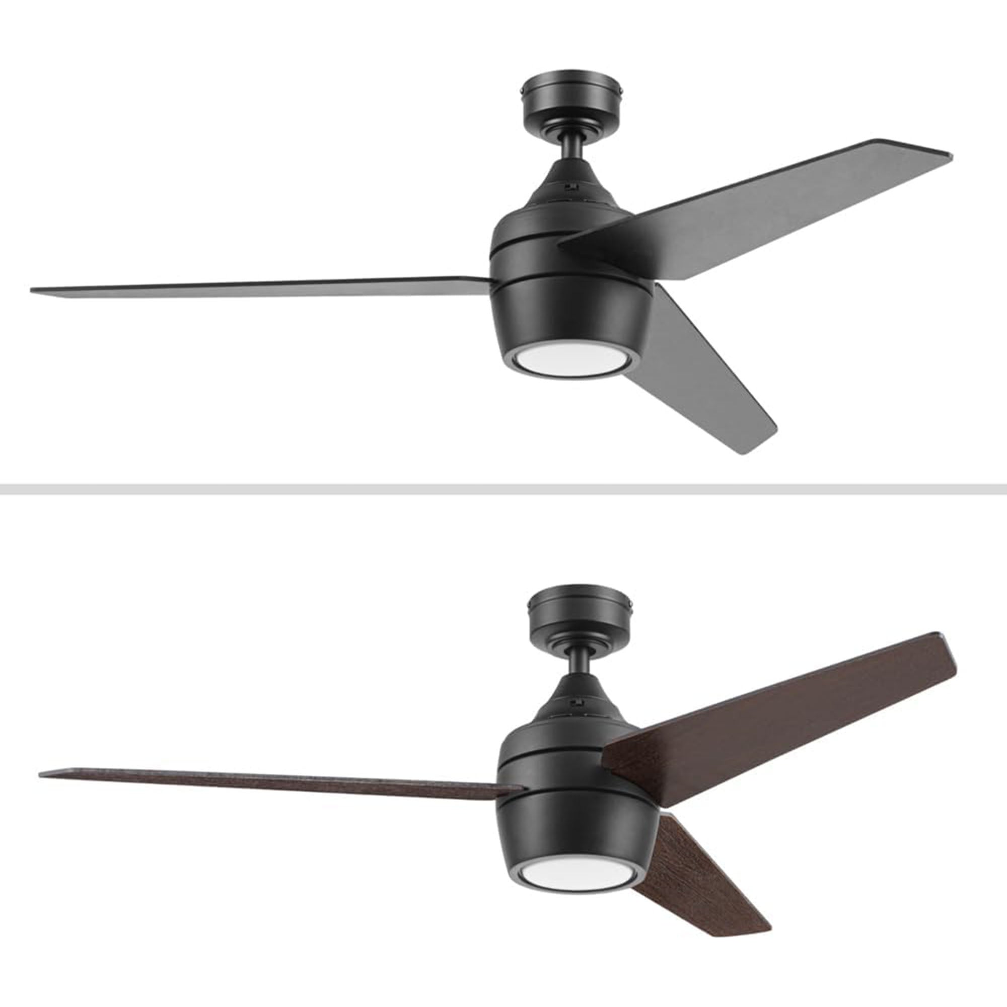 Honeywell 52" Indoor Ceiling Fan Light, Remote, 3 Blade, Dual Mount, Matte Black - VMInnovations