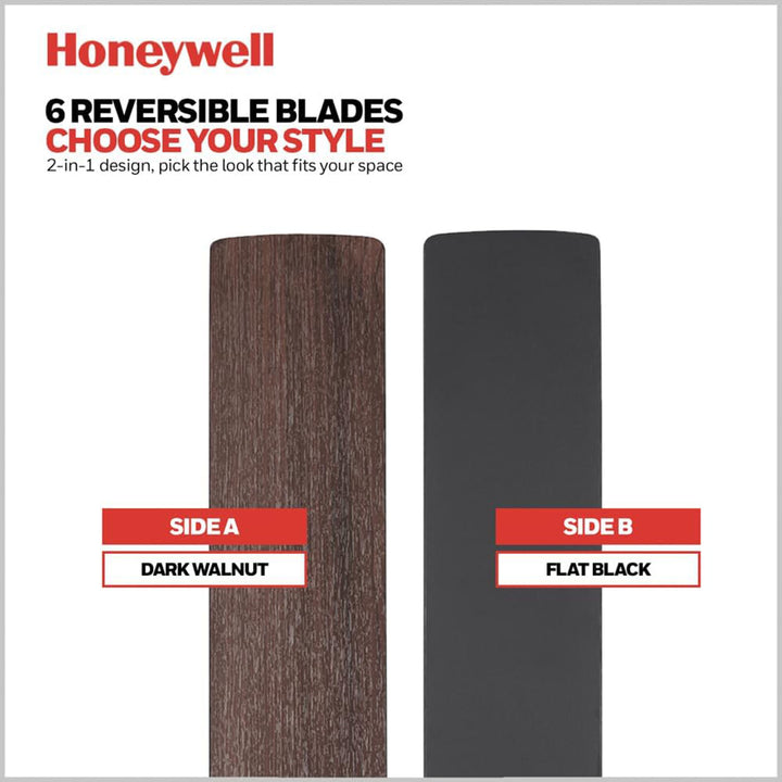 Honeywell Kaliza Ceiling Fan, Color Changing LED and Remote Control, 60", Black - VMInnovations