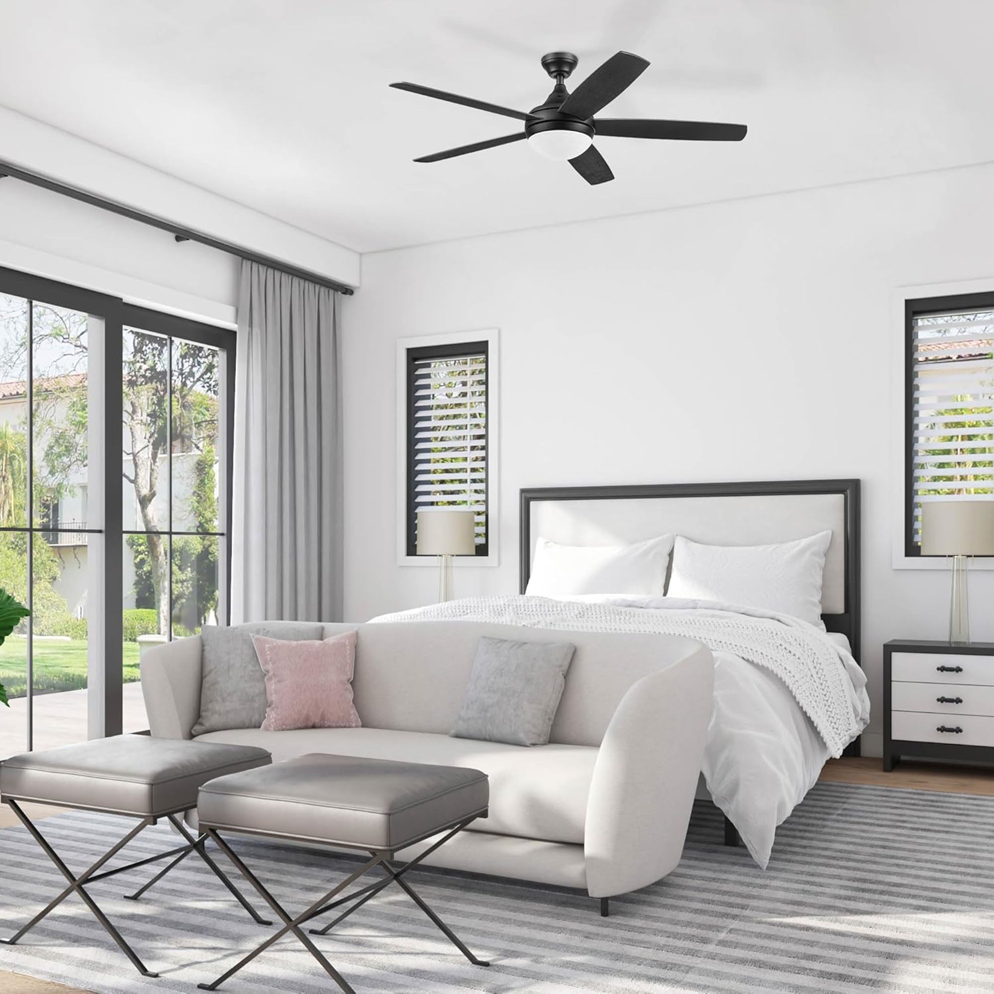 Prominence Home Ashby 52" Ceiling Fan w/Light, Remote, & 5 Blades, Black/Ebony - VMInnovations
