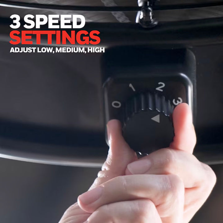 Honeywell Garage Ceiling Fan, 18” 3 Speed Indoor Outdoor Mount Fan, Matte Black - VMInnovations