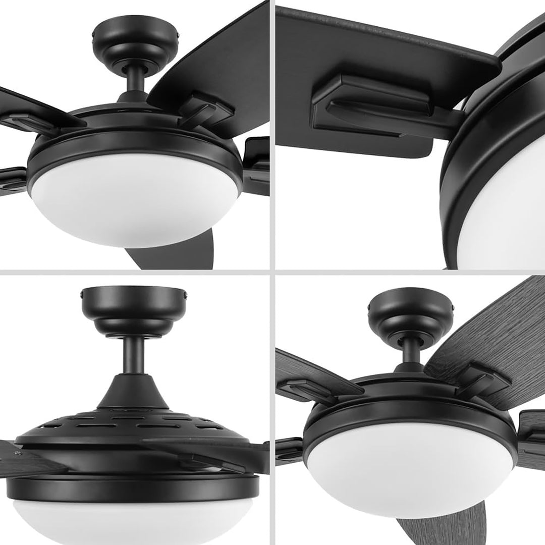 Honeywell 48" Contemporary Ceiling Fan, LED Light, Remote Control, Carmel, Black - VMInnovations