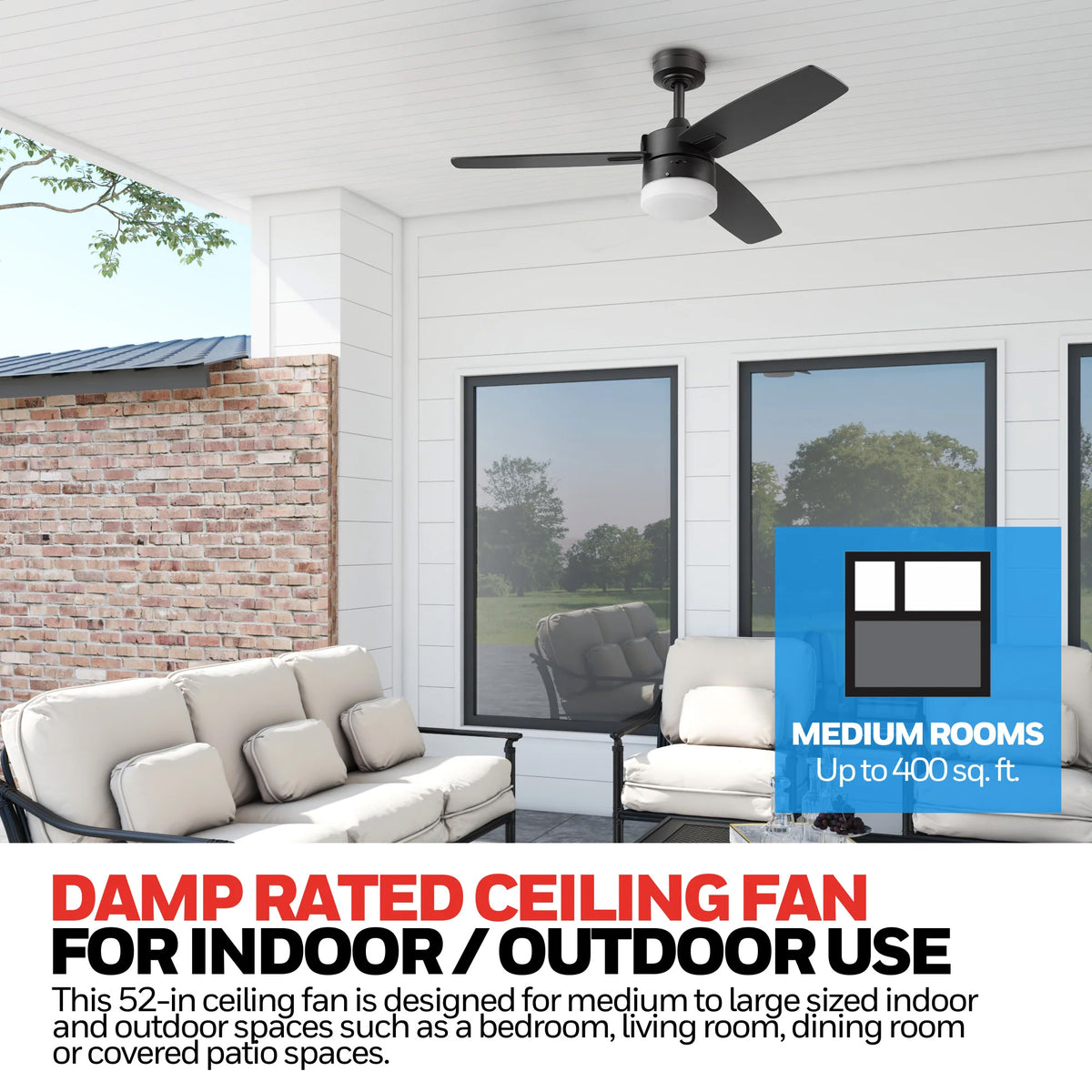 Honeywell Conifer 42 In Ceiling Fan W LED Light & Remote, Matte Black (Open Box)
